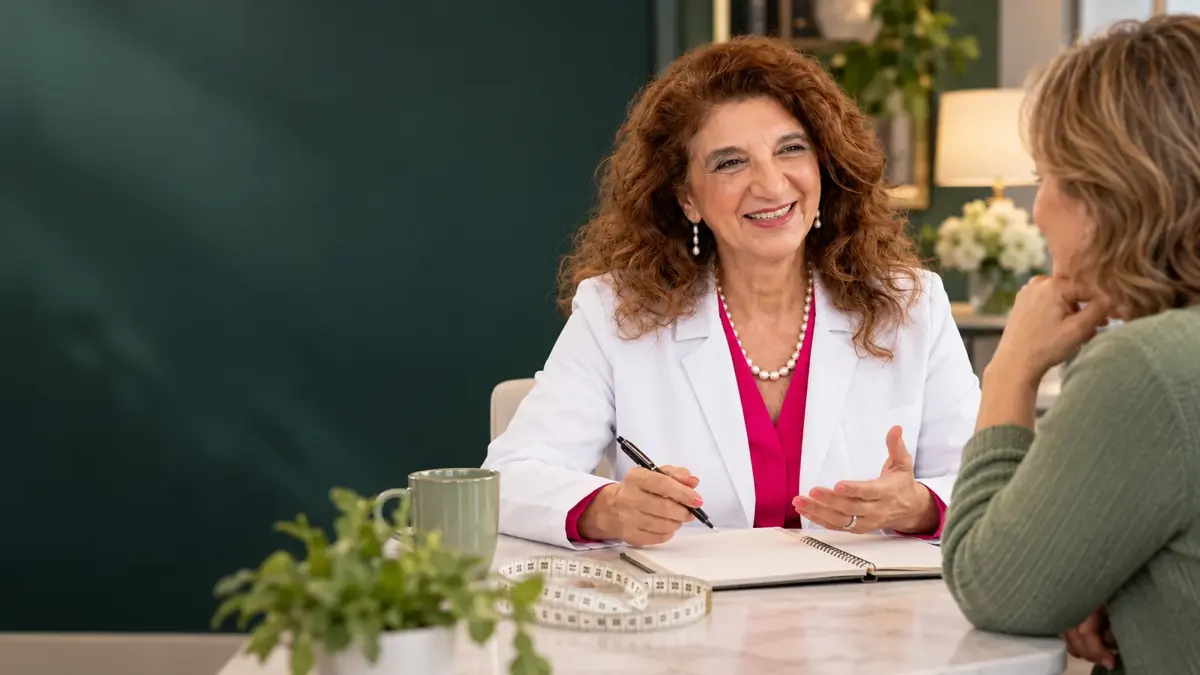 الدكتورة دلال عاقوري تناقش تغيّرات الوزن مع امرأة في AWAREmed في جونسون سيتي، تينيسي.